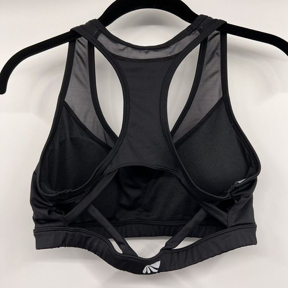 MARIKA TEK Padded Exercise Bra Black Cutout Mesh Racer Back Womens Size Medium - Picture 2 of 10